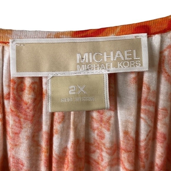Michael Michael Kors Boxy Loose Fit Top Geo Abstract Colorful Print 3/4 Sleeve - Picture 7 of 16